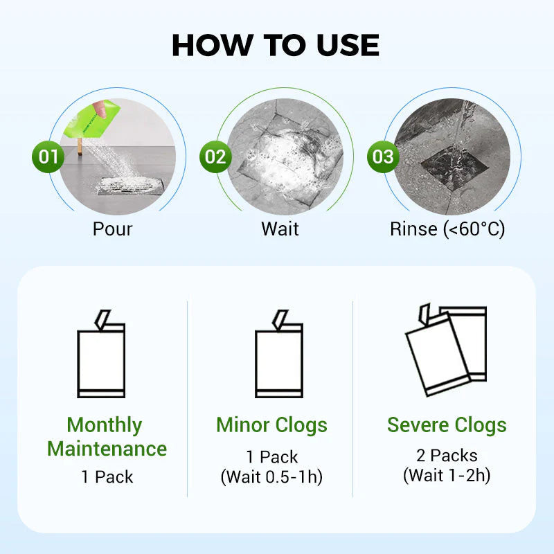 💥Powerful Daily Drain Cleaning Powder – Fast-Acting, Safe & Gentle for Kitchens, Bathrooms & Showers 🏠