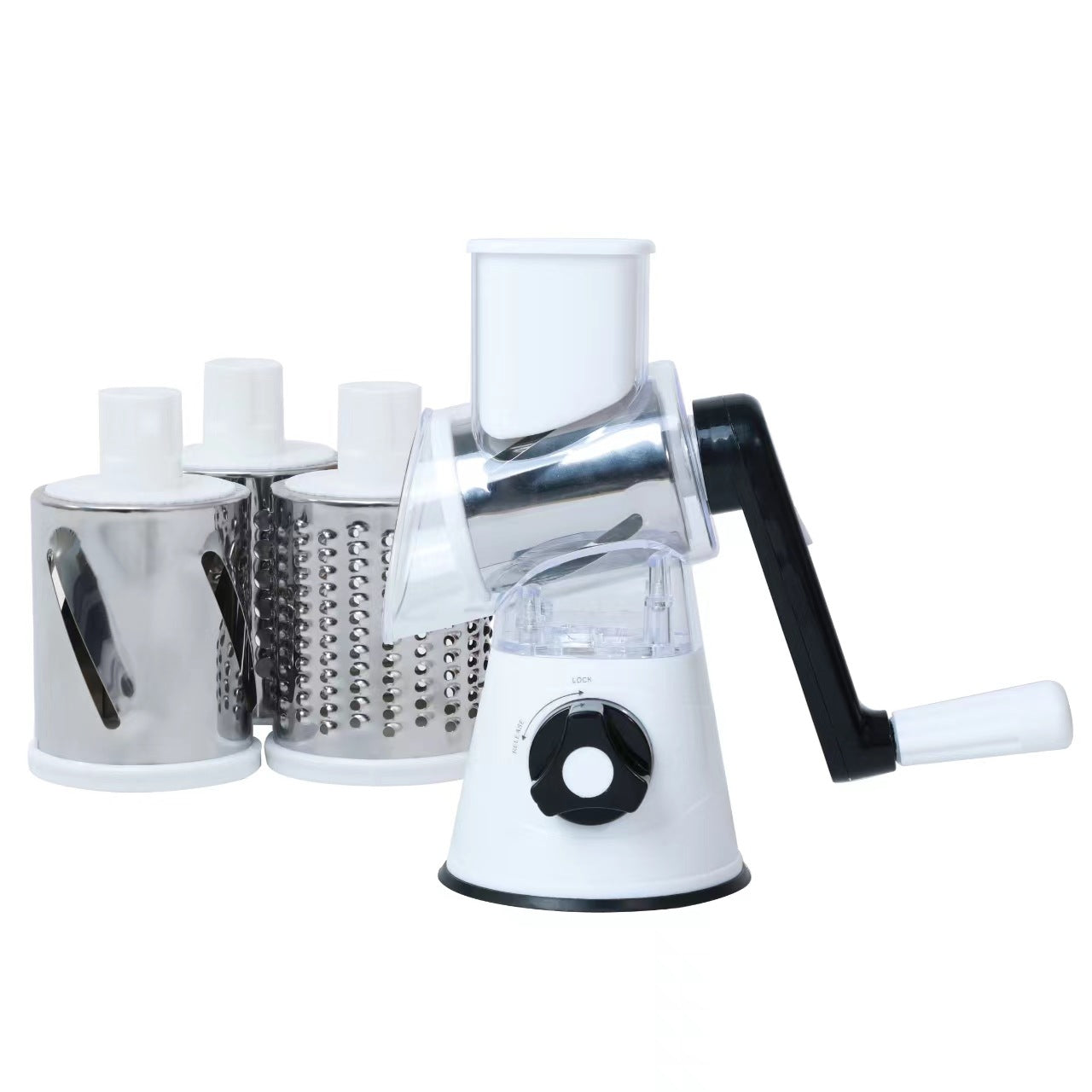 β‘ Speed-Master Rotary Cheese Grater β Slice & Shred 1lb of Cheese in 30 Seconds! (3-in-1 Hand Crank)