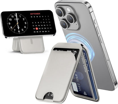 📱 MagSafe Magnetic Wallet Stand for iPhone – Strong Magnetic Card Holder with Adjustable Kickstand, RFID Protection & Premium Leather Design 💳