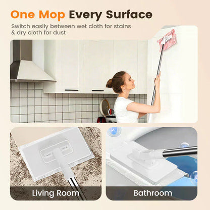 🆙✨ 360° Rotatable Microfibre Mop – The "Use-Any-Cloth" Floor Cleaner (No Washing Needed)