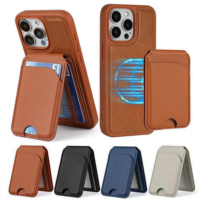 📱 MagSafe Magnetic Wallet Stand for iPhone – Strong Magnetic Card Holder with Adjustable Kickstand, RFID Protection & Premium Leather Design 💳