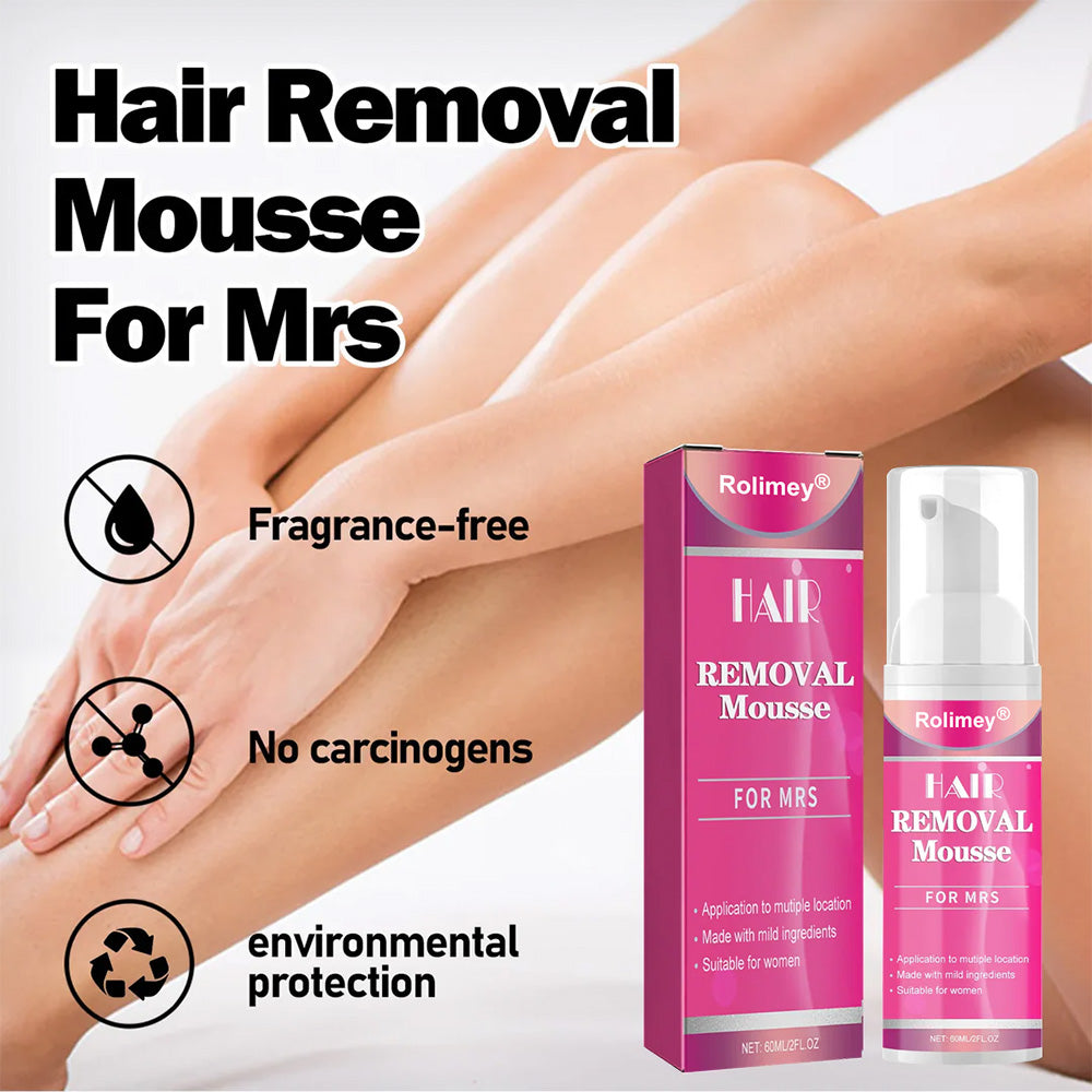 🆙✨Rolimey®Gentle Hair Removal Mousse Kit for Women – Painless Spray Foam for Legs, Arms, & Bikini Line (Fast Acting 10-Min Formula)