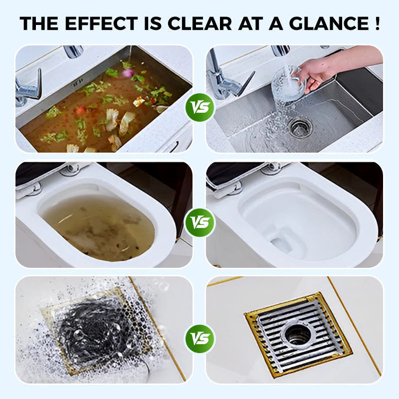 💥Powerful Daily Drain Cleaning Powder – Fast-Acting, Safe & Gentle for Kitchens, Bathrooms & Showers 🏠