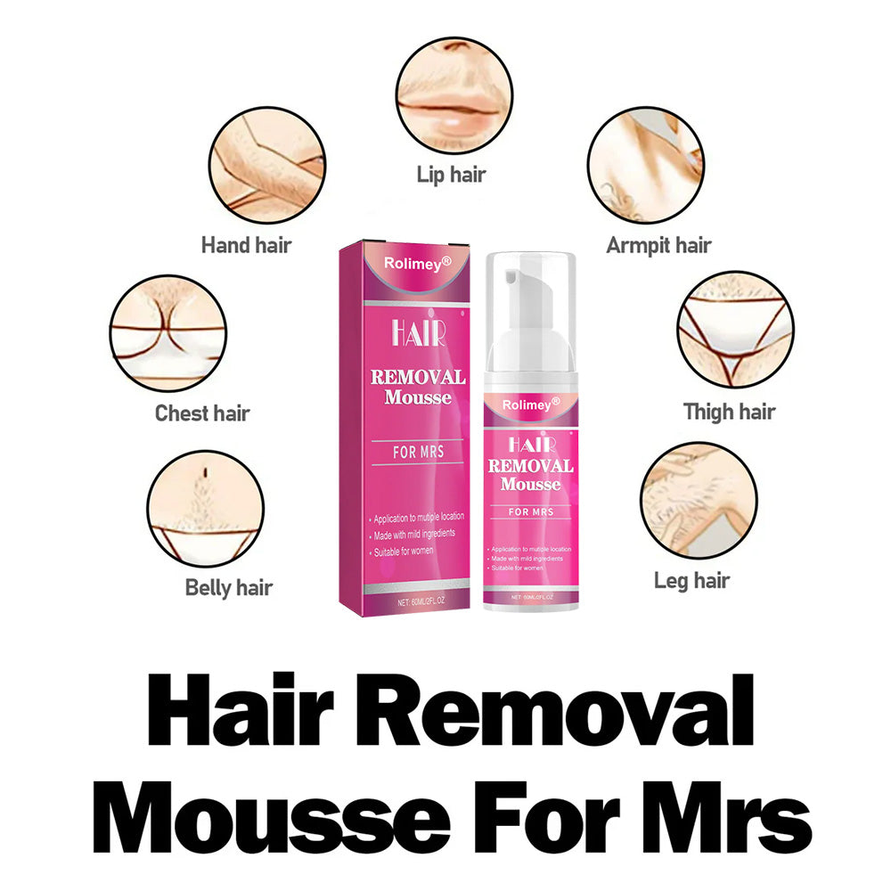 🆙✨Rolimey®Gentle Hair Removal Mousse Kit for Women – Painless Spray Foam for Legs, Arms, & Bikini Line (Fast Acting 10-Min Formula)