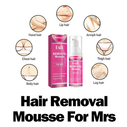 🆙✨Rolimey®Gentle Hair Removal Mousse Kit for Women – Painless Spray Foam for Legs, Arms, & Bikini Line (Fast Acting 10-Min Formula)