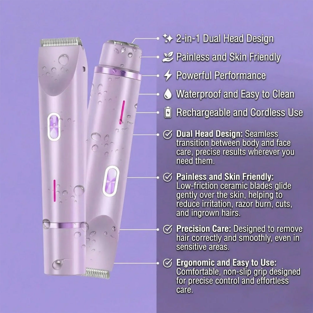 🆙✨2-in-1 Painless Bikini Hair Trimmer for Face & Body