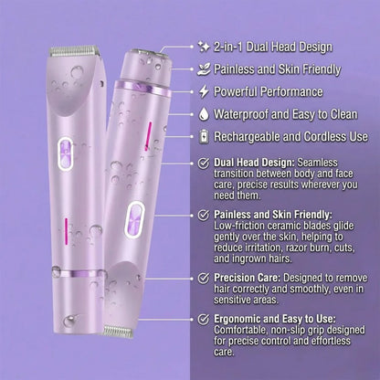 🆙✨2-in-1 Painless Bikini Hair Trimmer for Face & Body