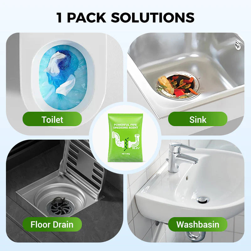 💥Powerful Daily Drain Cleaning Powder – Fast-Acting, Safe & Gentle for Kitchens, Bathrooms & Showers 🏠