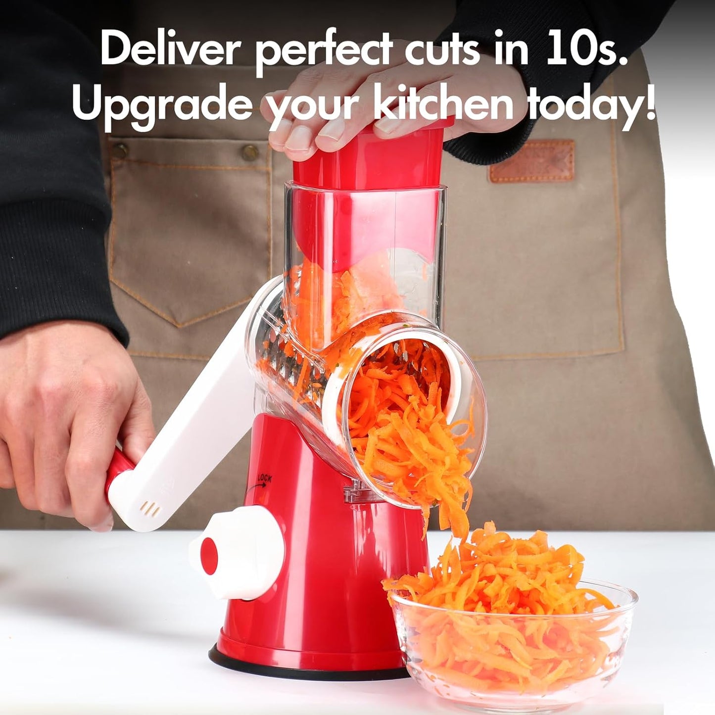 ⚡ Speed-Master Rotary Cheese Grater – Slice & Shred 1lb of Cheese in 30 Seconds! (3-in-1 Hand Crank)