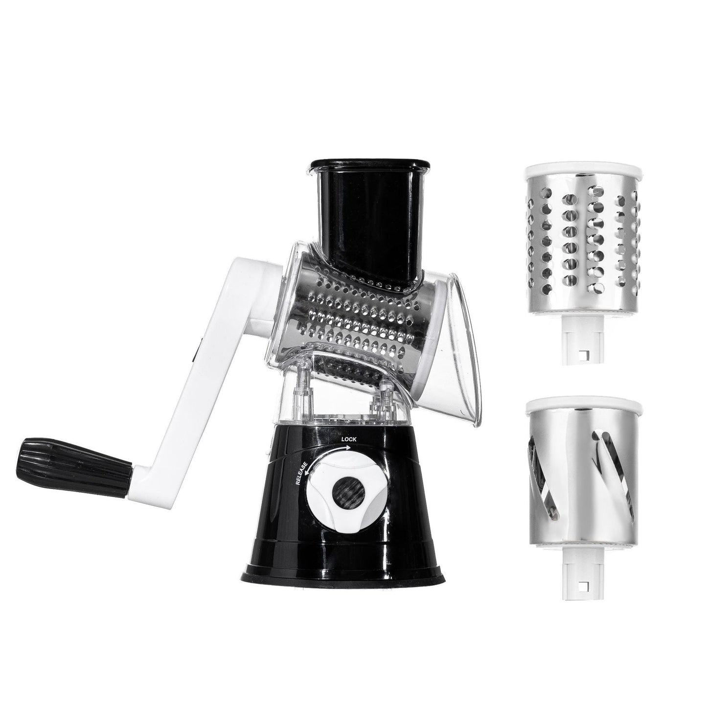 ⚡ Speed-Master Rotary Cheese Grater – Slice & Shred 1lb of Cheese in 30 Seconds! (3-in-1 Hand Crank)